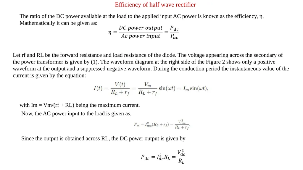 Rectifiers Half wave and Full wave rectifiers - slide 9 of 16