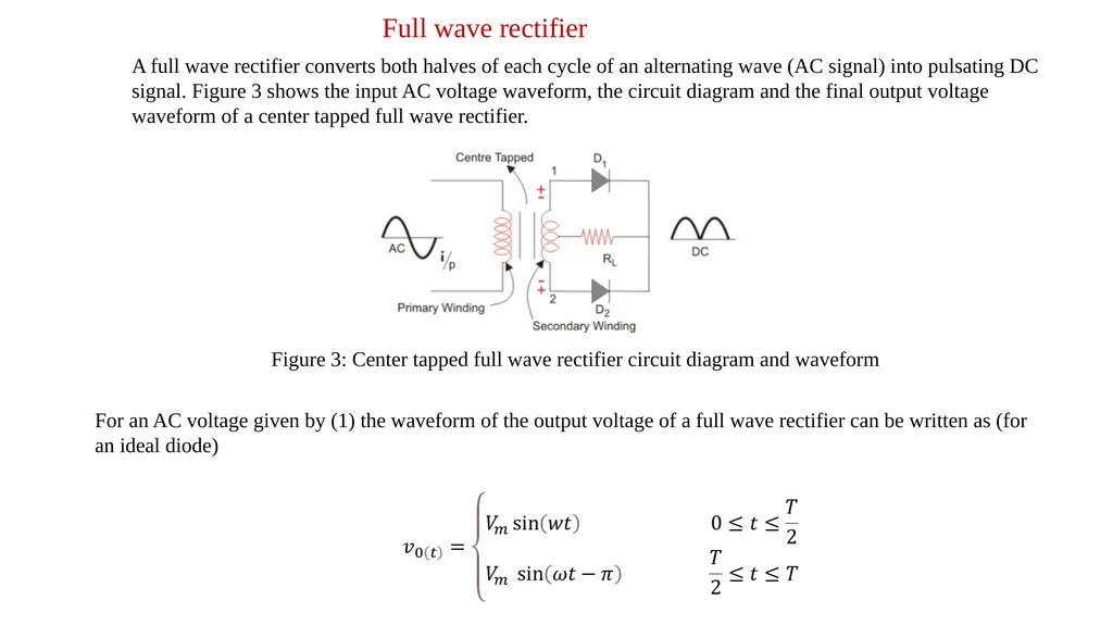 Rectifiers Half wave and Full wave rectifiers - slide 12 of 16