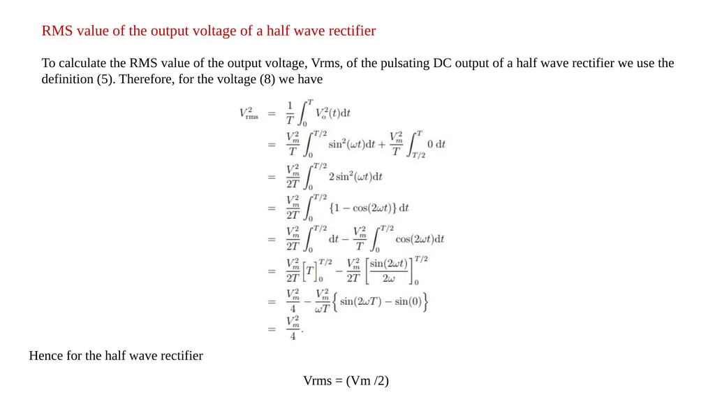 Rectifiers Half wave and Full wave rectifiers - slide 8 of 16