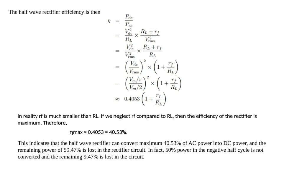 Rectifiers Half wave and Full wave rectifiers - slide 10 of 16