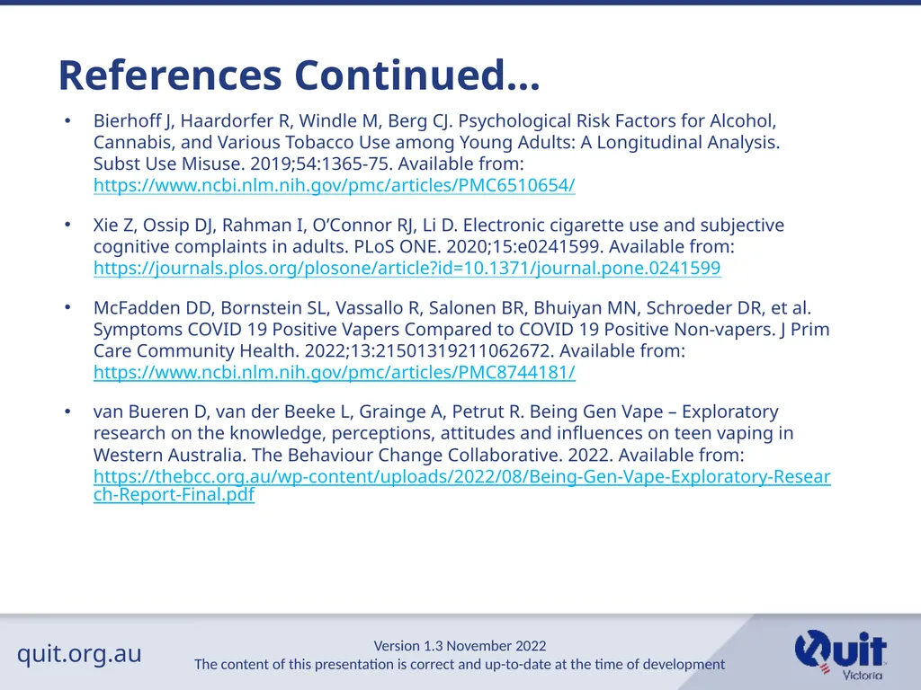 quit.org.au E-cigarettes and Vaping An Overview - slide 23 of 26