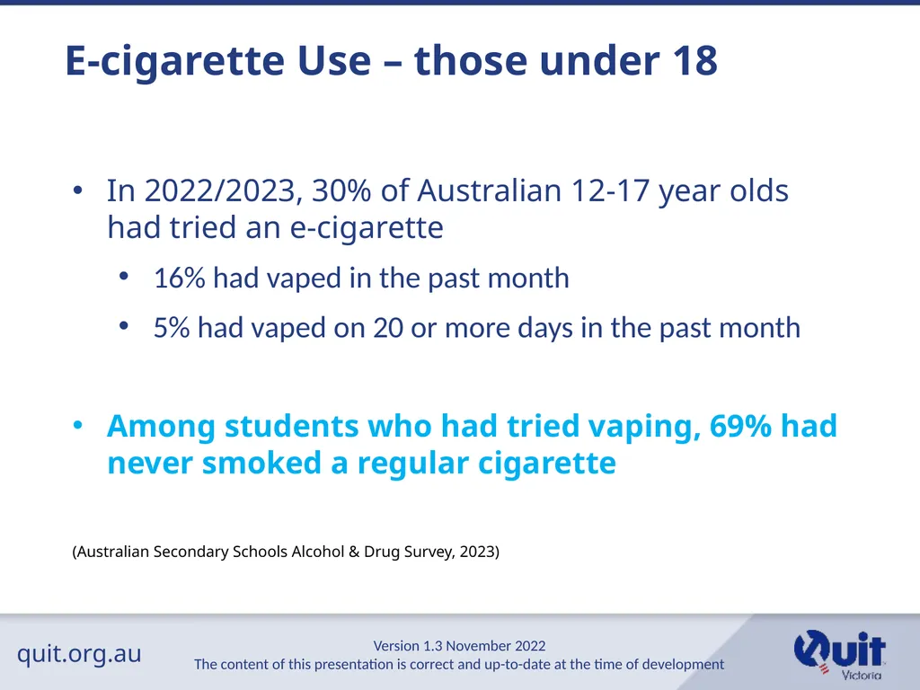 quit.org.au E-cigarettes and Vaping An Overview - slide 9 of 26