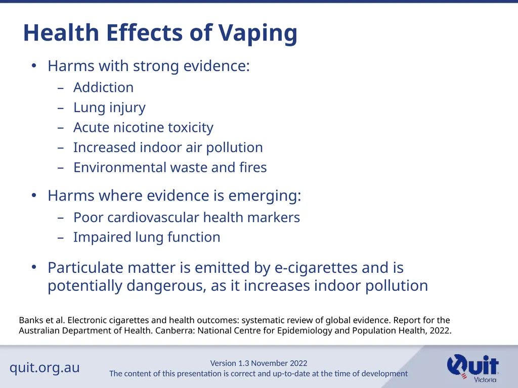 quit.org.au E-cigarettes and Vaping An Overview - slide 11 of 26