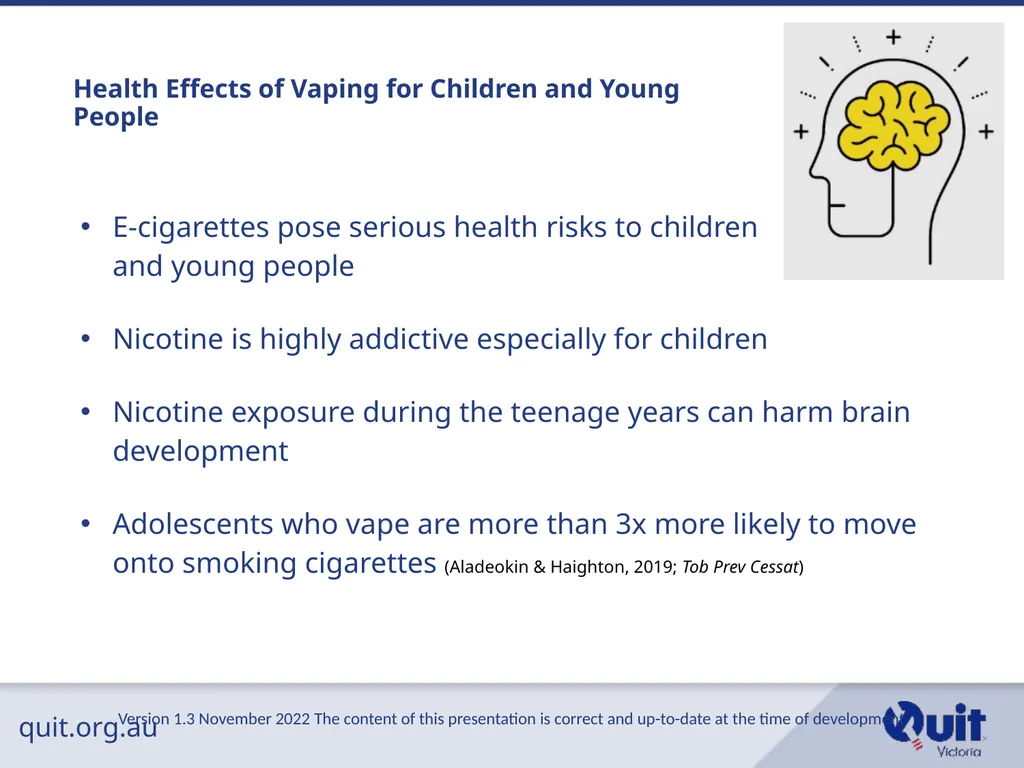 quit.org.au E-cigarettes and Vaping An Overview - slide 12 of 26