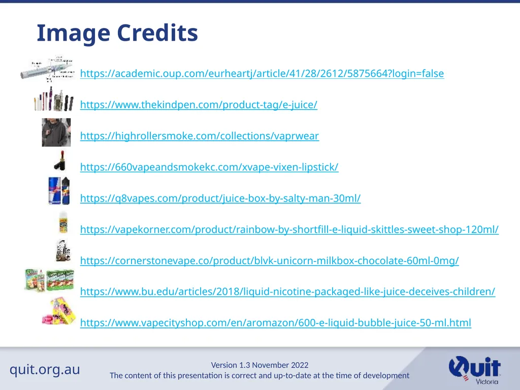 quit.org.au E-cigarettes and Vaping An Overview - slide 24 of 26