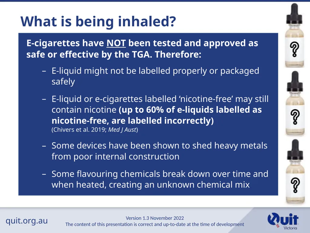 quit.org.au E-cigarettes and Vaping An Overview - slide 7 of 26