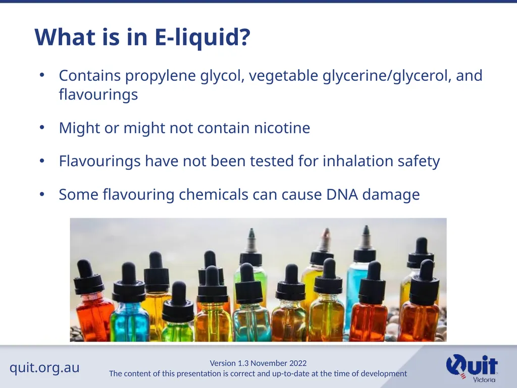 quit.org.au E-cigarettes and Vaping An Overview - slide 6 of 26