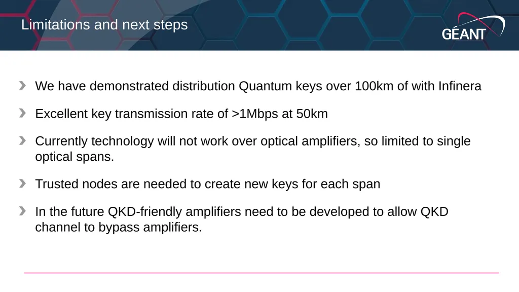 Guy Roberts Quantum Key Distribution in the GÉANT - slide 16 of 17
