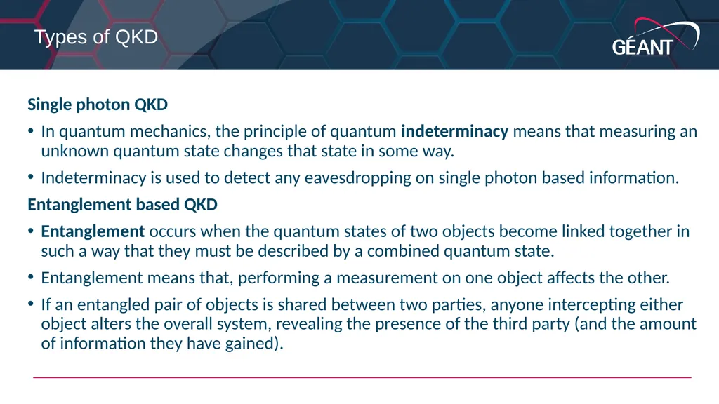 Guy Roberts Quantum Key Distribution in the GÉANT - slide 5 of 17