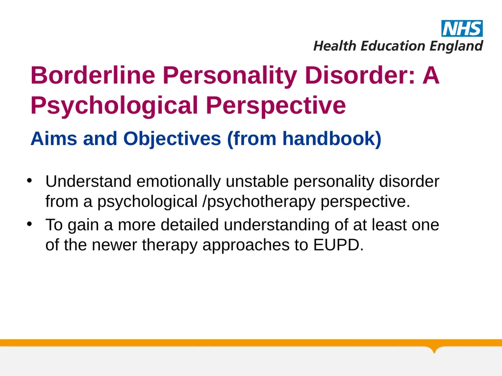 Psychotherapy BORDERLINE PERSONALITY DISORDER: A - slide 2 of 66