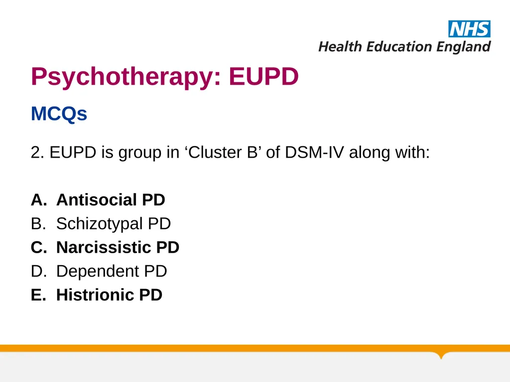 Psychotherapy BORDERLINE PERSONALITY DISORDER: A - slide 63 of 66