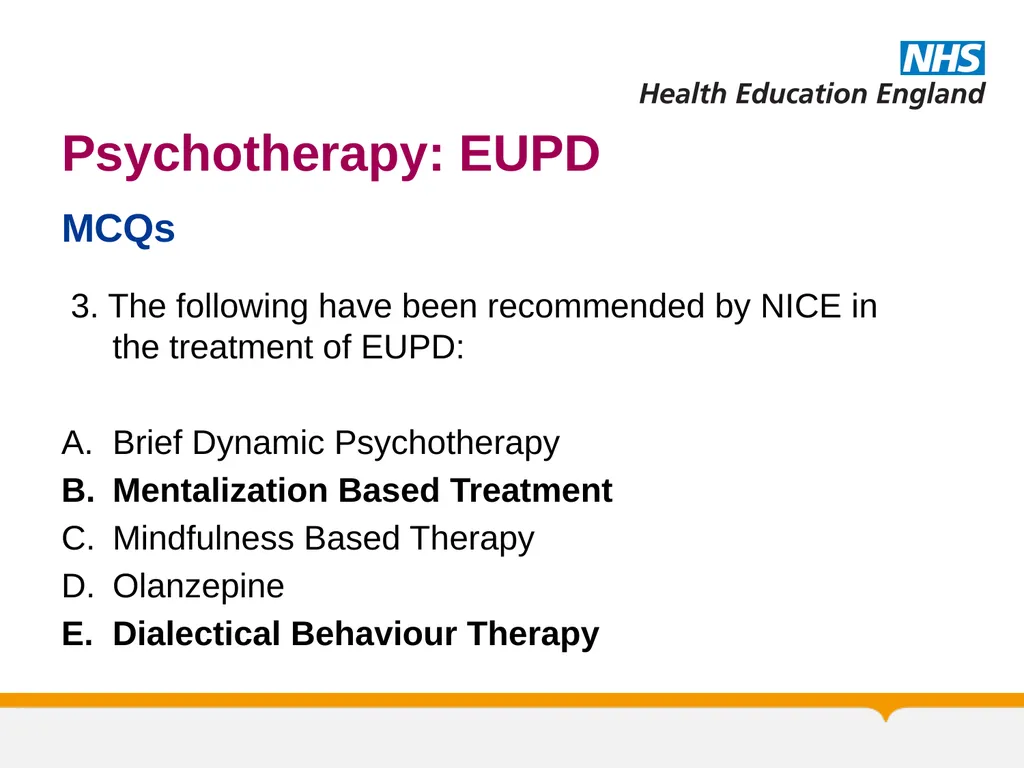 Psychotherapy BORDERLINE PERSONALITY DISORDER: A - slide 65 of 66