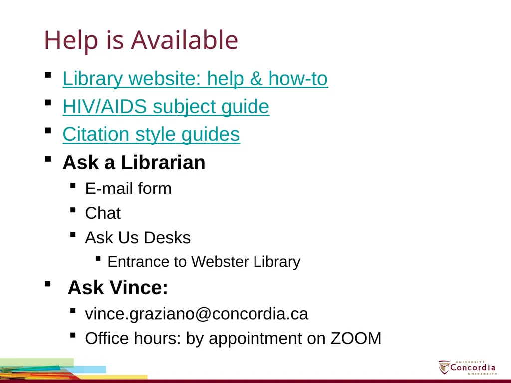 Library Orientation for HIV/AIDS: Cultural, - slide 22 of 23