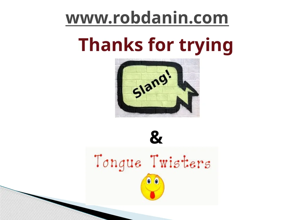 American Slang & Tongue Twisters Definition: Slang - slide 13 of 13