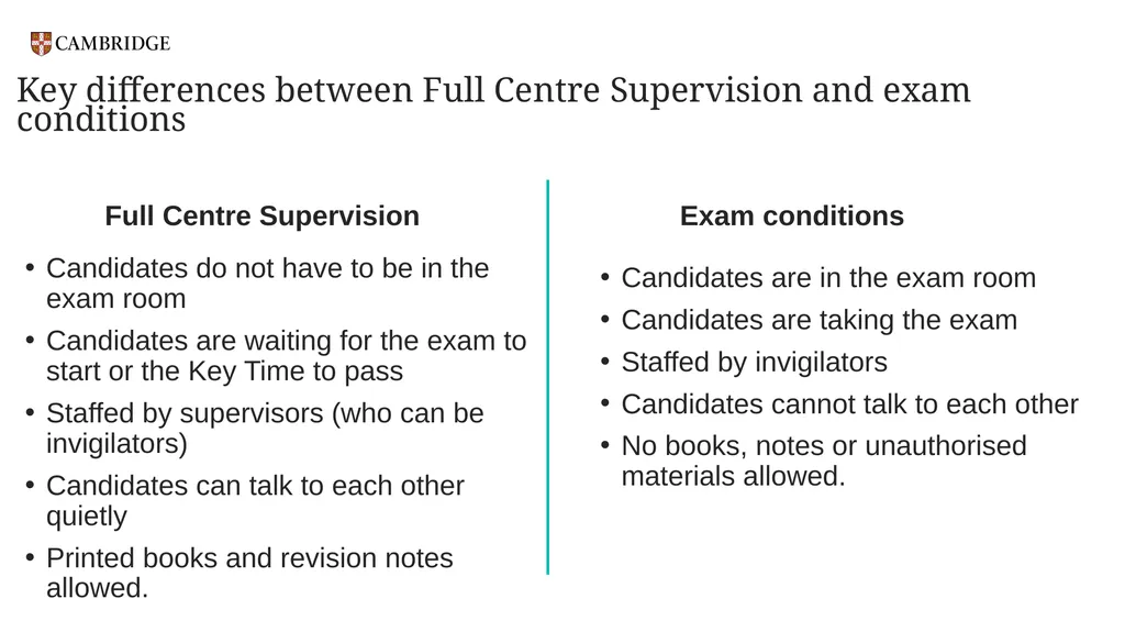 Key Times and Full Centre Supervision For - slide 11 of 24