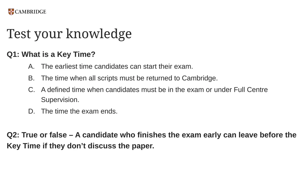 Key Times and Full Centre Supervision For - slide 13 of 24