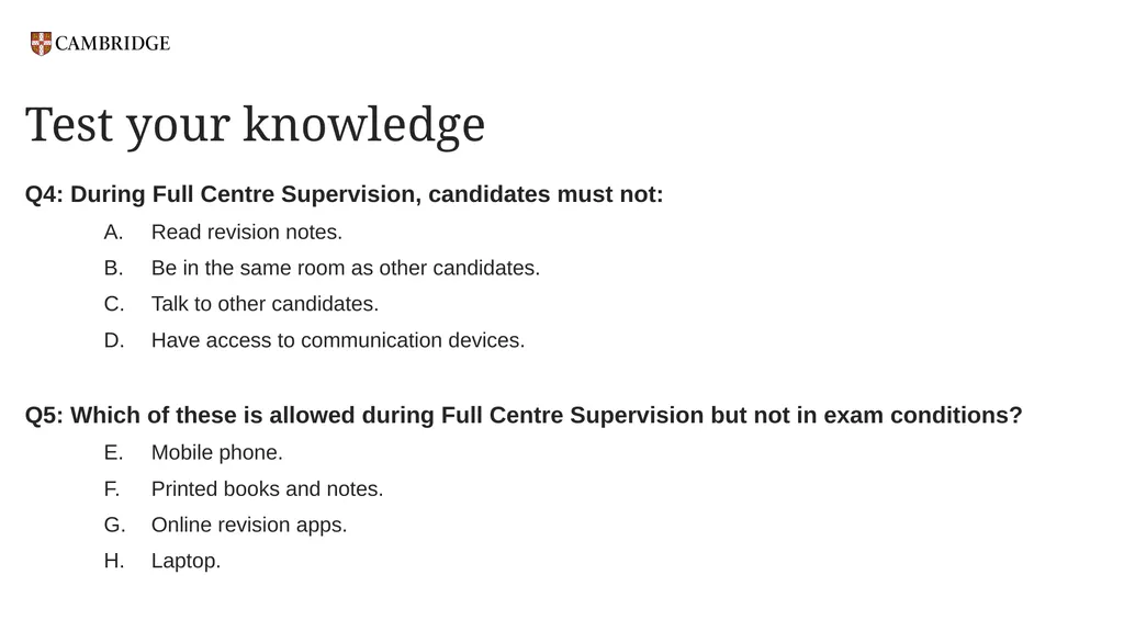 Key Times and Full Centre Supervision For - slide 15 of 24