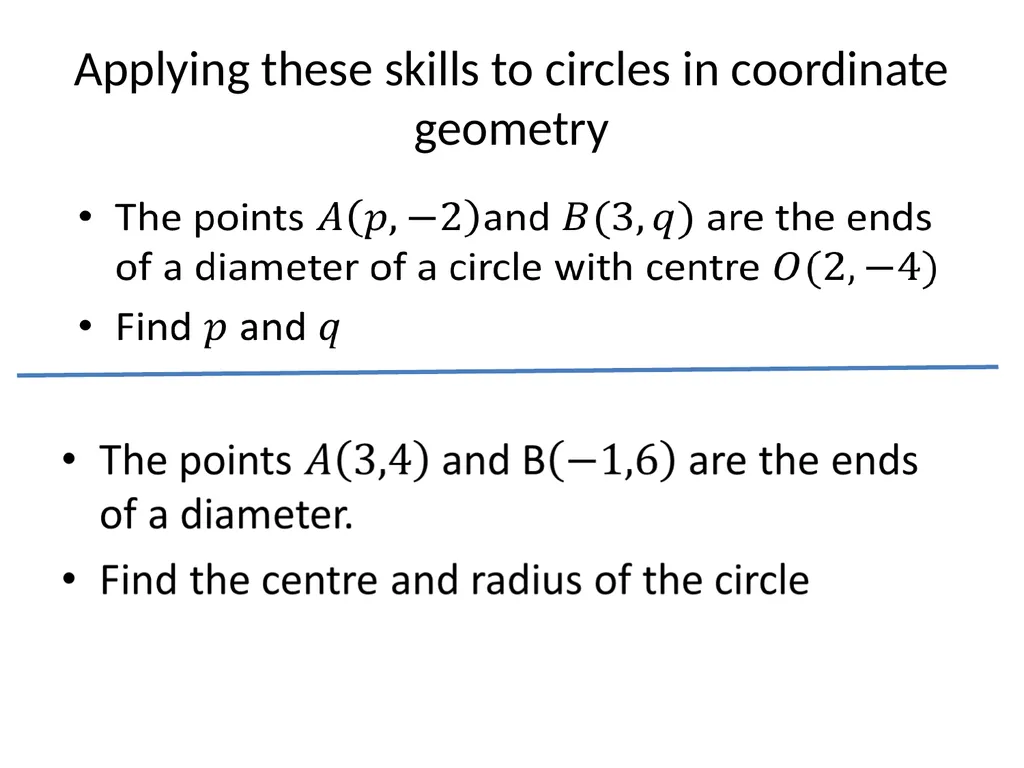 Coordinate Geometry Circles Starter Recall - slide 5 of 17