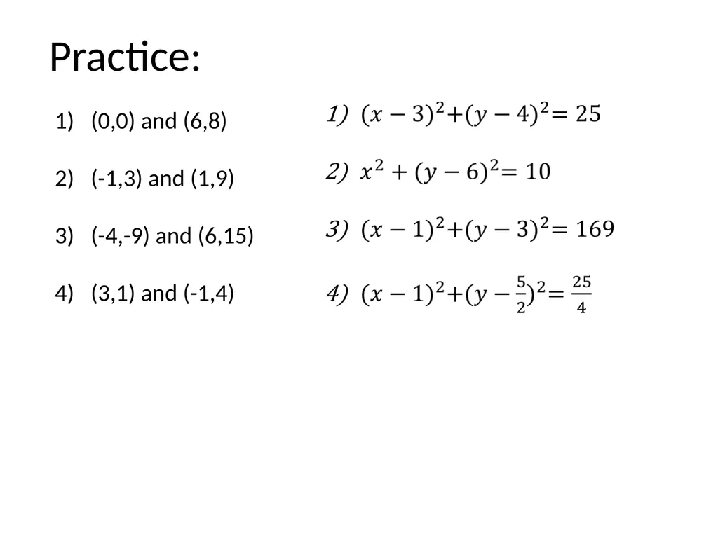 Coordinate Geometry Circles Starter Recall - slide 13 of 17
