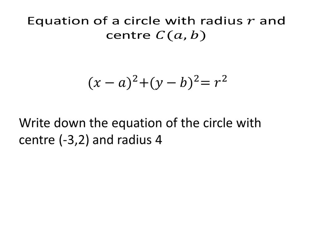 Coordinate Geometry Circles Starter Recall - slide 8 of 17