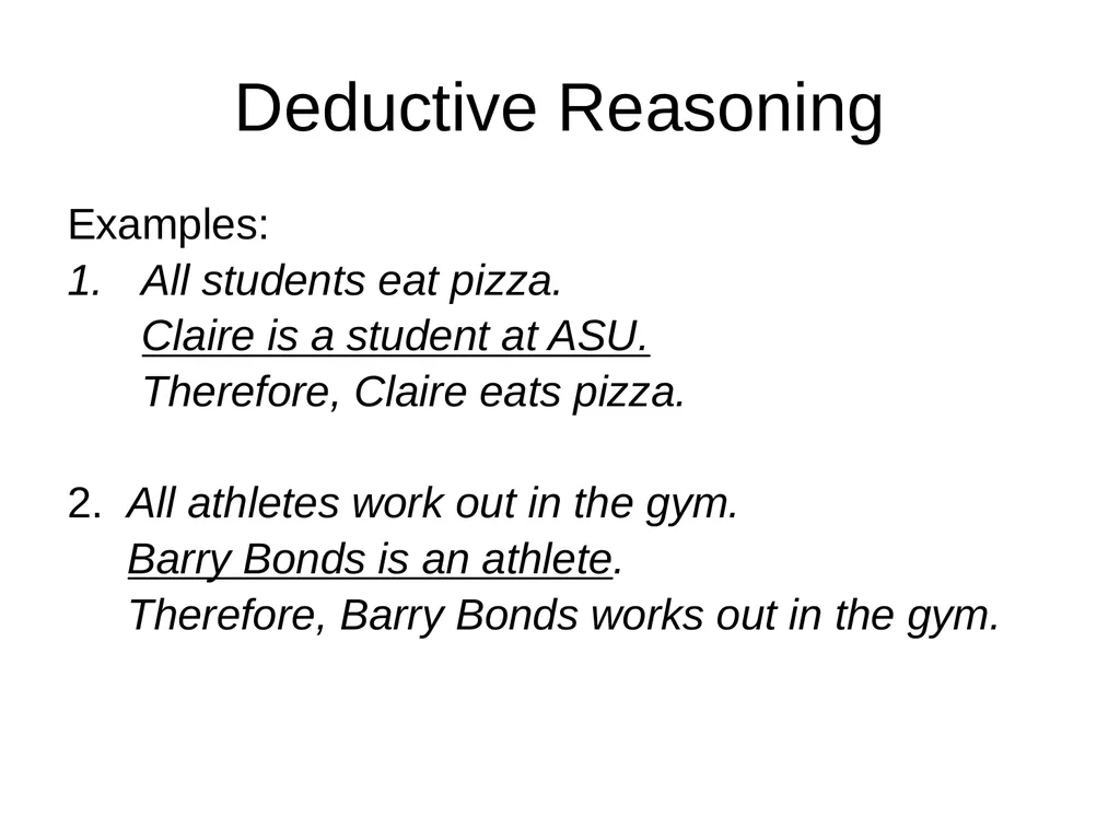 DEDUCTIVE vs. INDUCTIVE REASONING Section 1.1 - slide 5 of 16