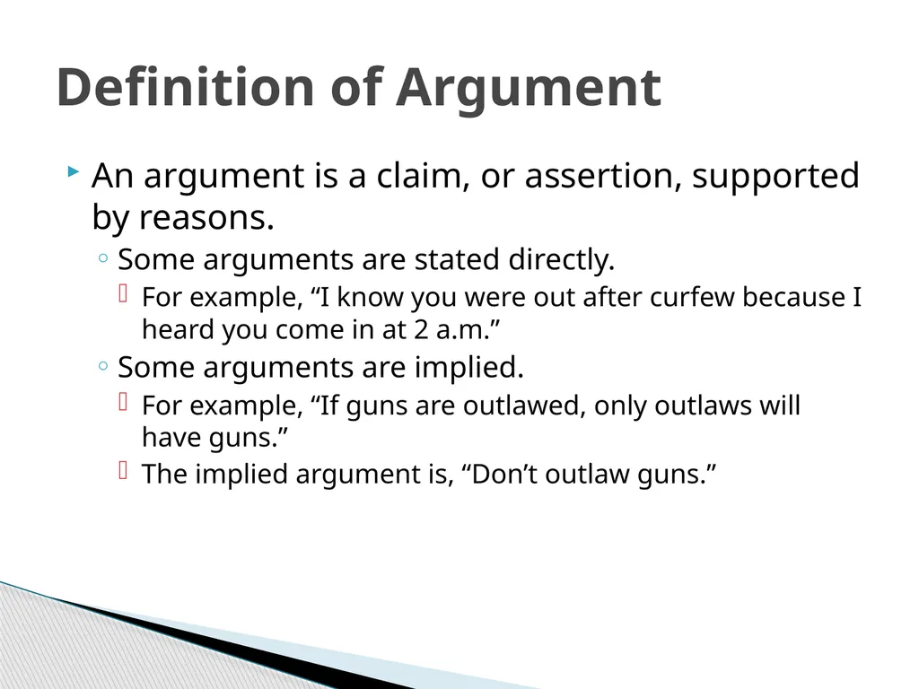 Think What is an argument? What makes an argument - slide 3 of 29