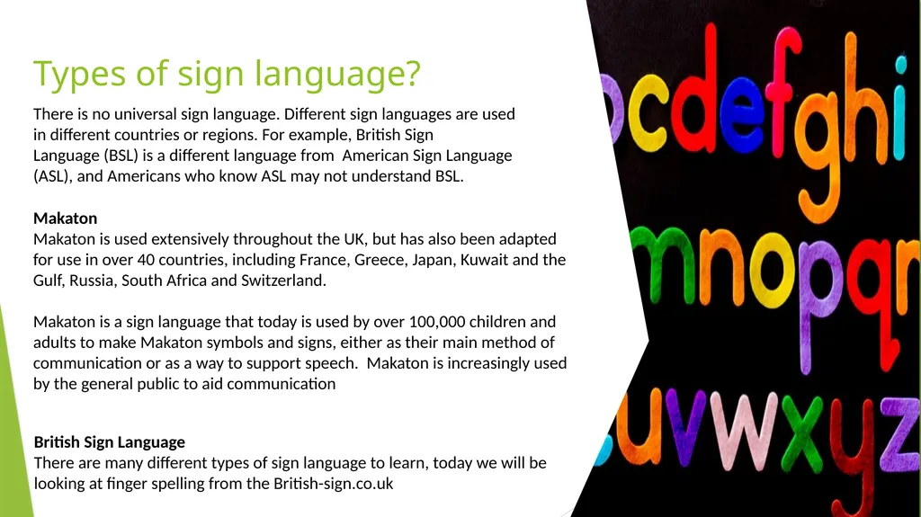 Working towards our skills badge Sign Language - slide 5 of 39