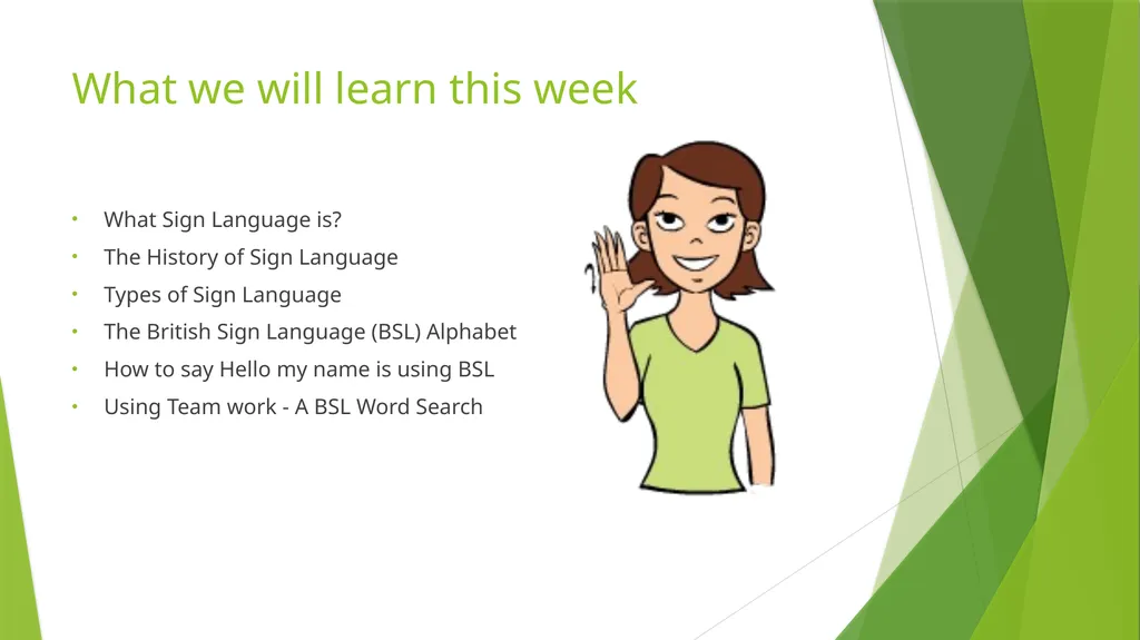 Working towards our skills badge Sign Language - slide 2 of 39