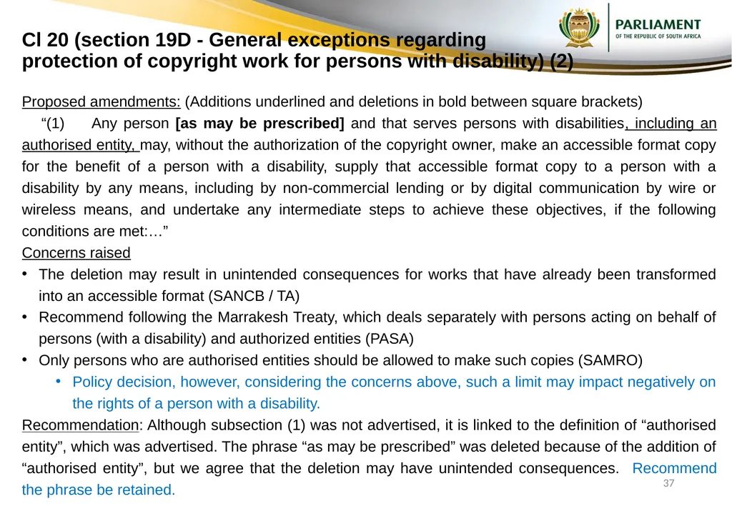 Responses to submissions on Copyright Amendment - slide 37 of 50