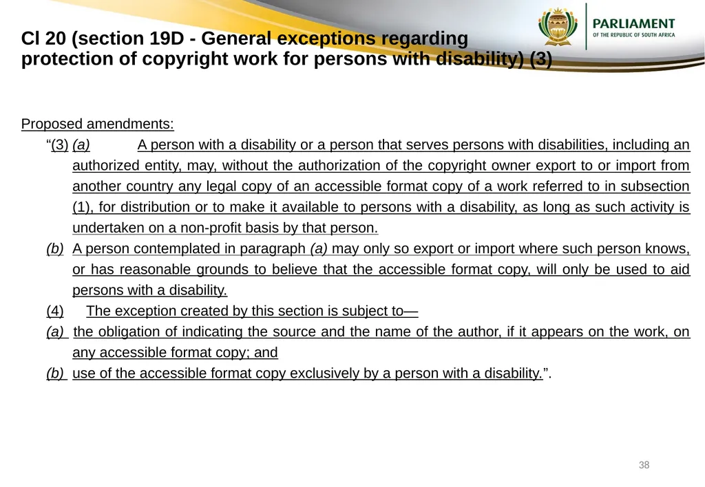 Responses to submissions on Copyright Amendment - slide 38 of 50