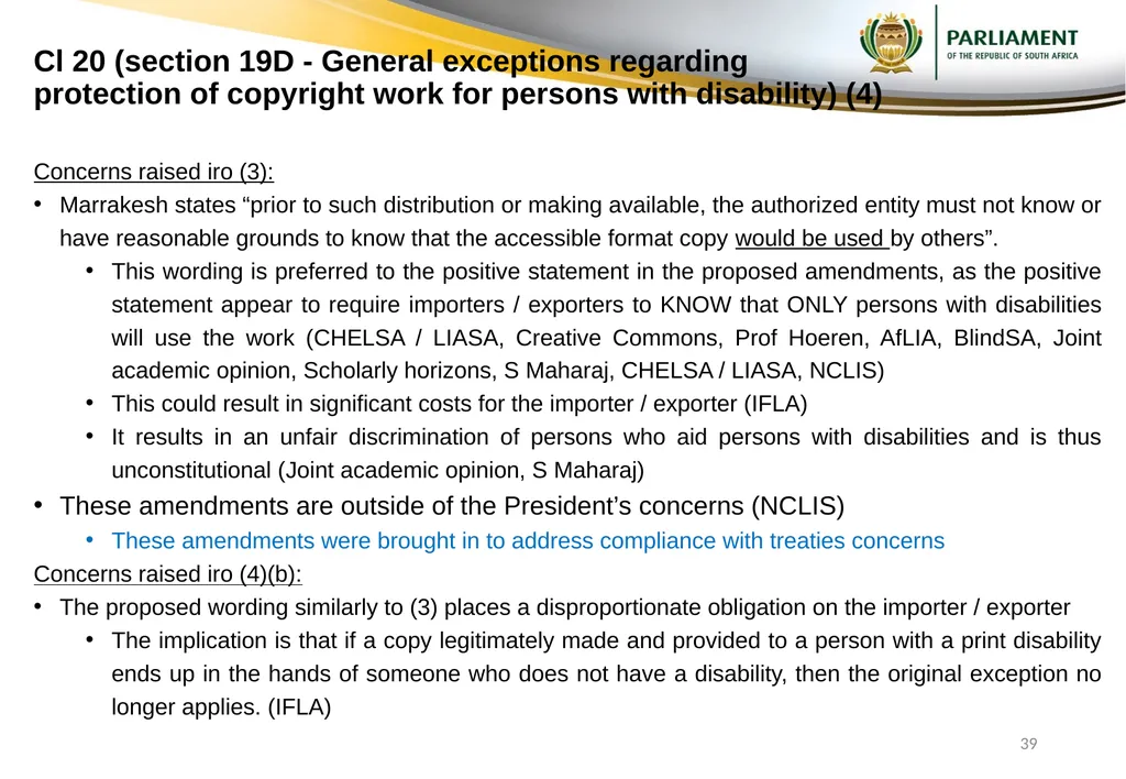 Responses to submissions on Copyright Amendment - slide 39 of 50