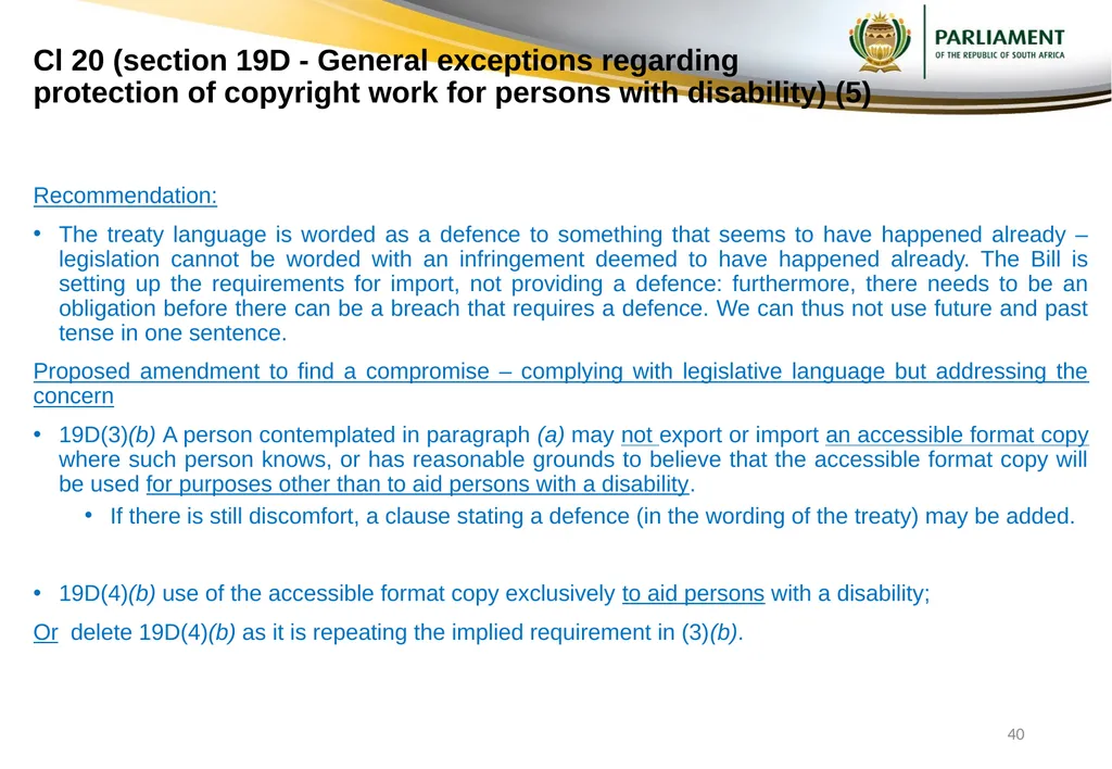 Responses to submissions on Copyright Amendment - slide 40 of 50