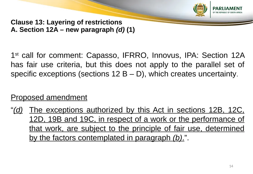 Responses to submissions on Copyright Amendment - slide 14 of 50