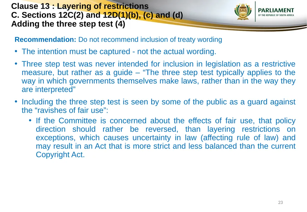 Responses to submissions on Copyright Amendment - slide 23 of 50
