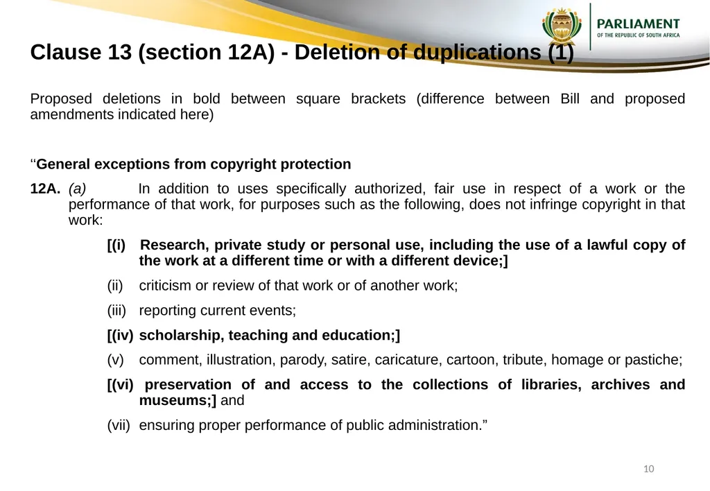 Responses to submissions on Copyright Amendment - slide 10 of 50