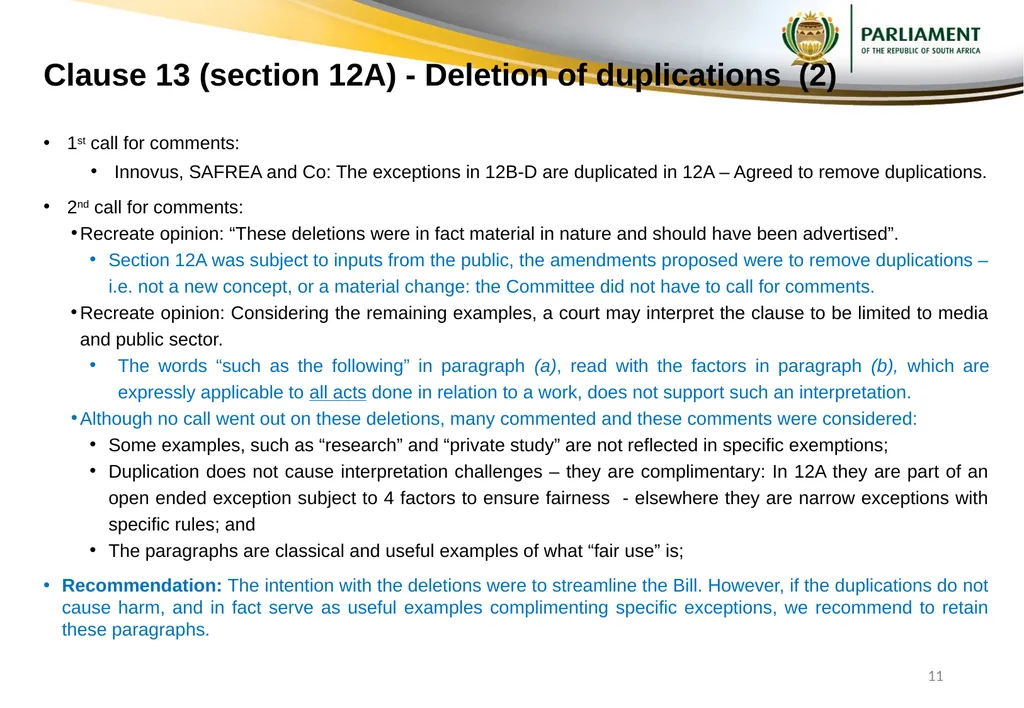 Responses to submissions on Copyright Amendment - slide 11 of 50