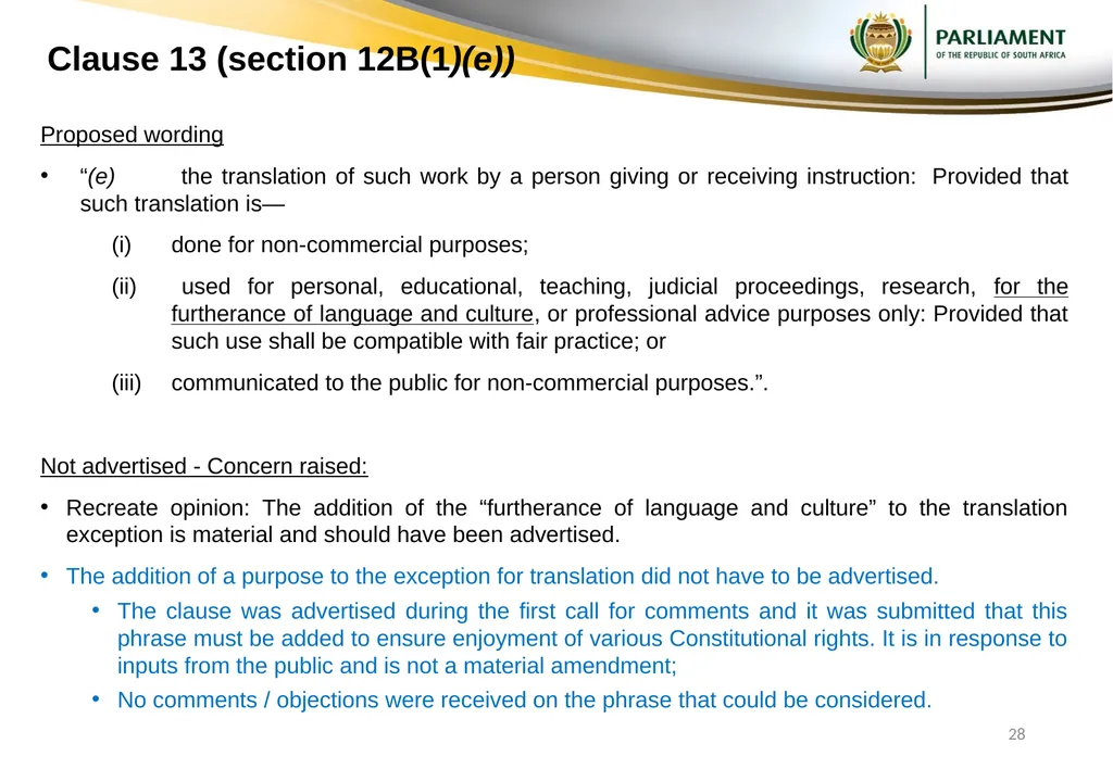 Responses to submissions on Copyright Amendment - slide 28 of 50