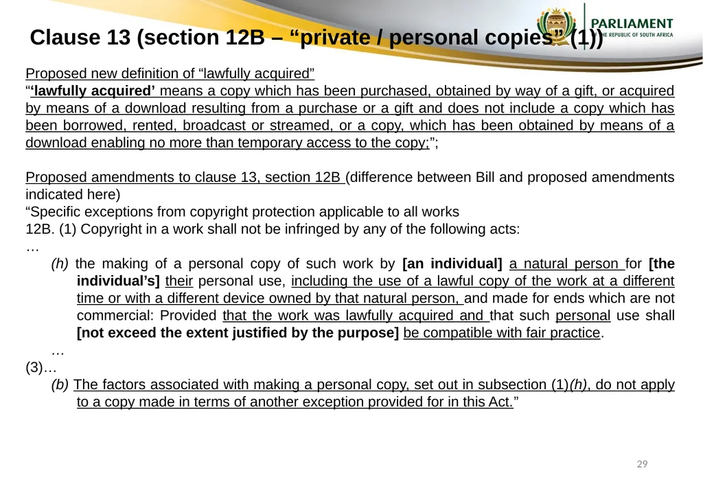 Responses to submissions on Copyright Amendment - slide 29 of 50