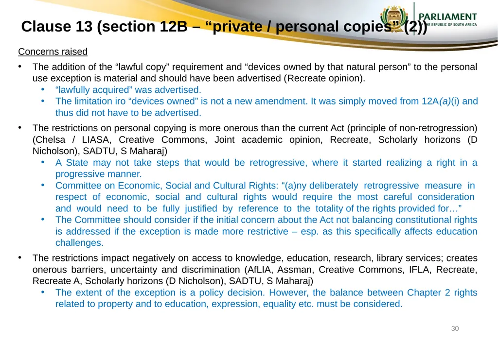 Responses to submissions on Copyright Amendment - slide 30 of 50