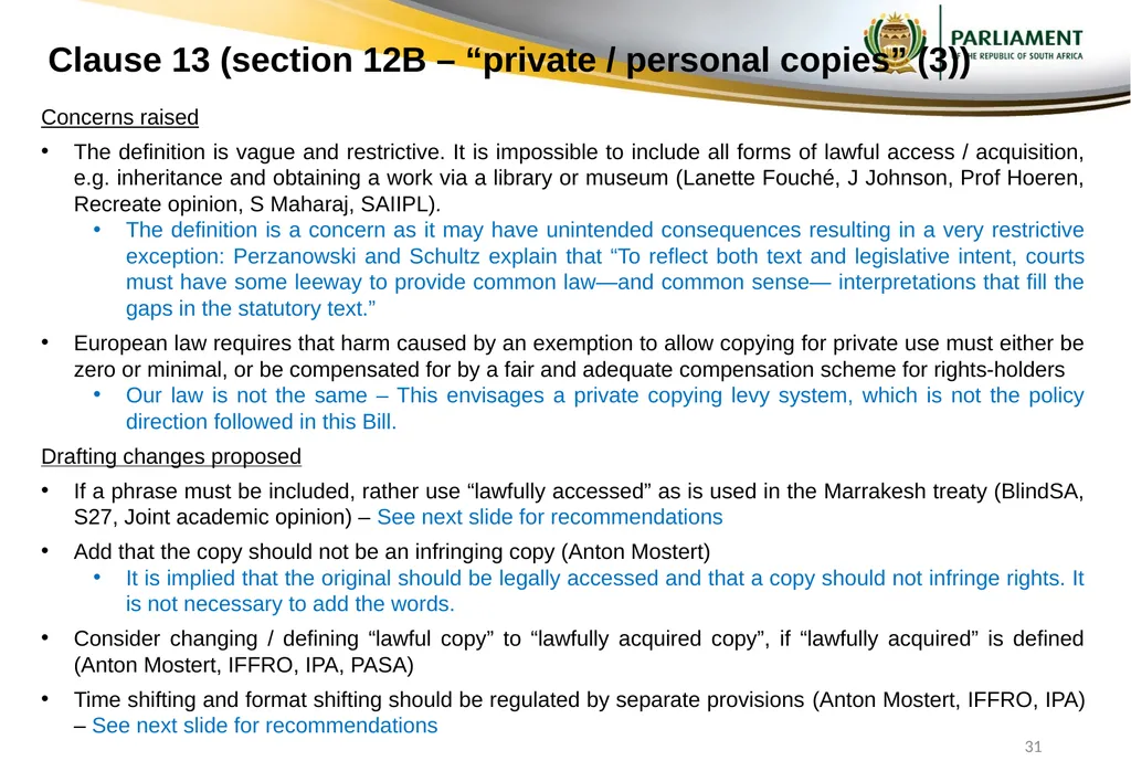 Responses to submissions on Copyright Amendment - slide 31 of 50