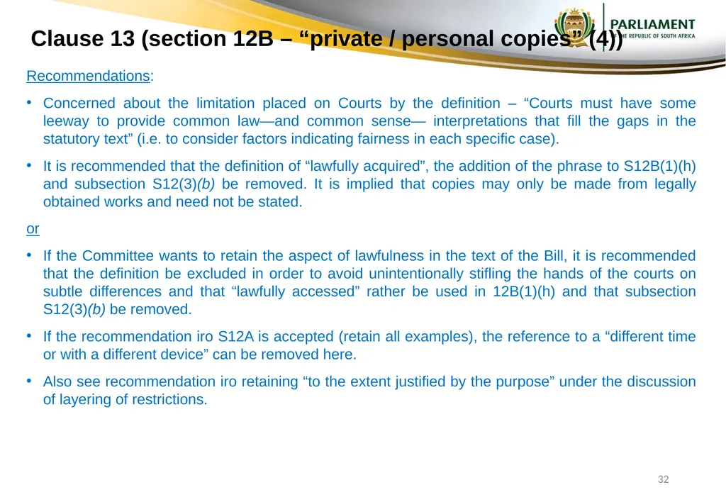 Responses to submissions on Copyright Amendment - slide 32 of 50