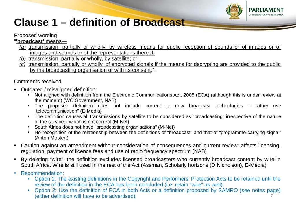 Responses to submissions on Copyright Amendment - slide 7 of 50