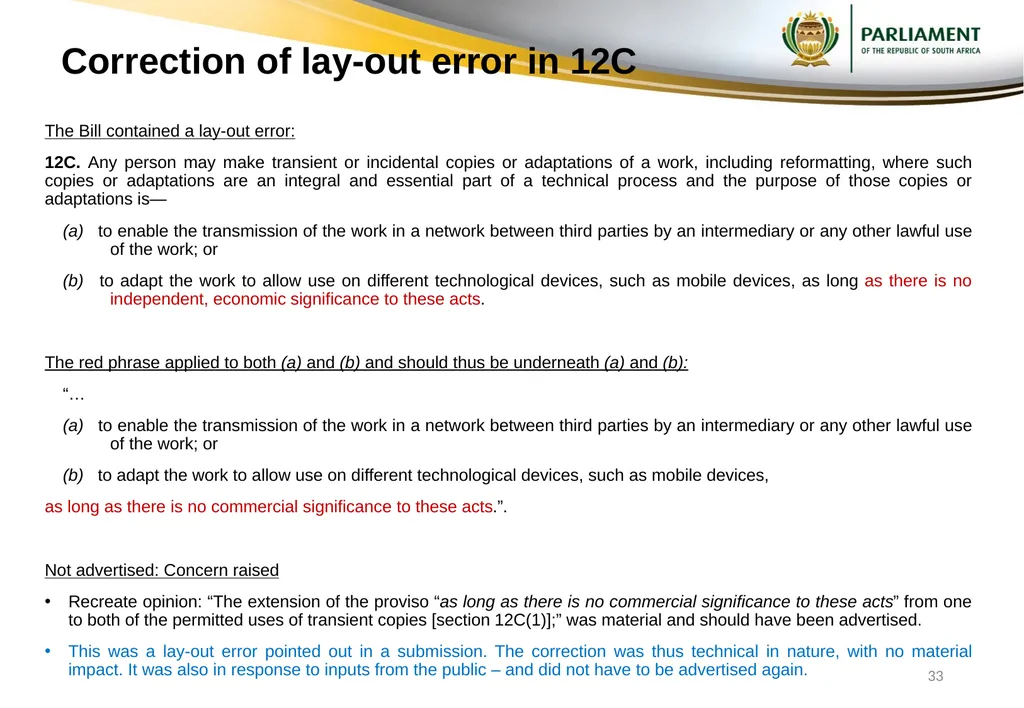 Responses to submissions on Copyright Amendment - slide 33 of 50