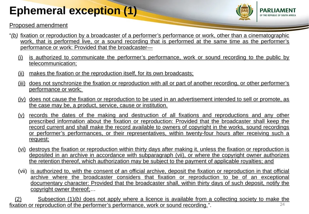 Responses to submissions on Copyright Amendment - slide 24 of 50
