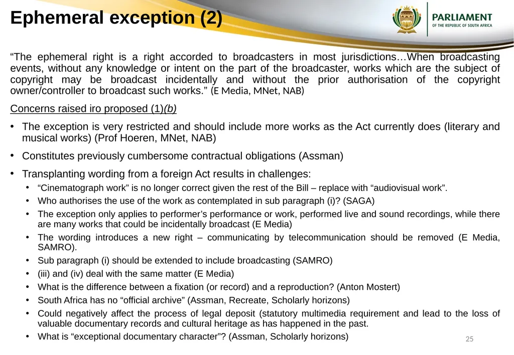 Responses to submissions on Copyright Amendment - slide 25 of 50