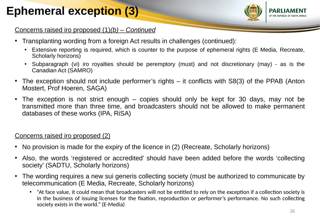 Responses to submissions on Copyright Amendment - slide 26 of 50