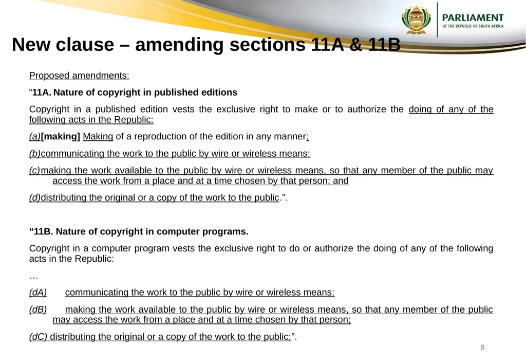 Responses to submissions on Copyright Amendment - slide 8 of 50