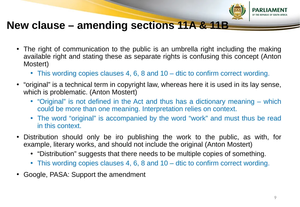 Responses to submissions on Copyright Amendment - slide 9 of 50