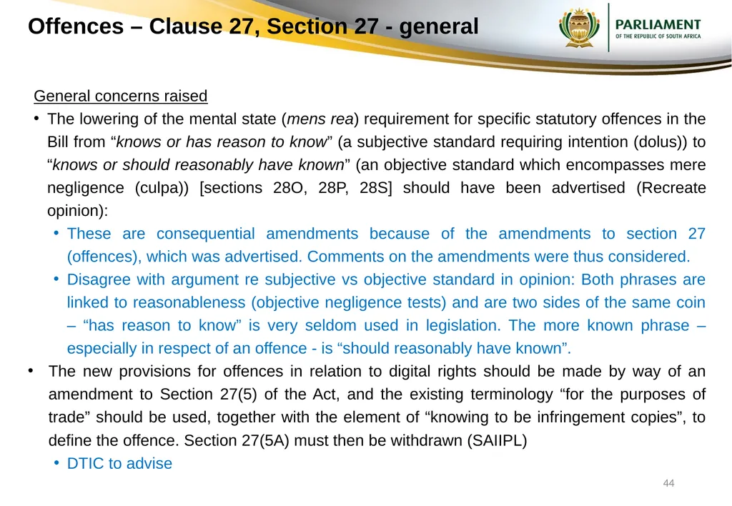 Responses to submissions on Copyright Amendment - slide 44 of 50