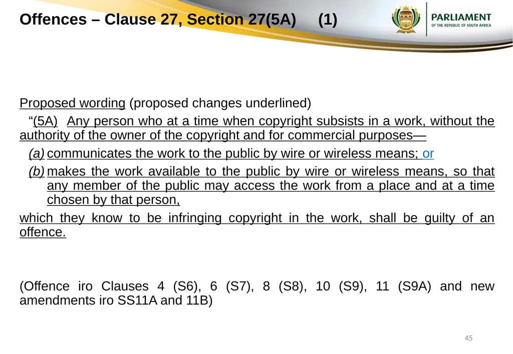 Responses to submissions on Copyright Amendment - slide 45 of 50